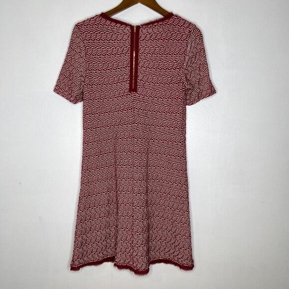 Maeve Red White Zigzag Anthro Pleated Short Sleeve A-Line Dress Size S Women's - Picture 7 of 9